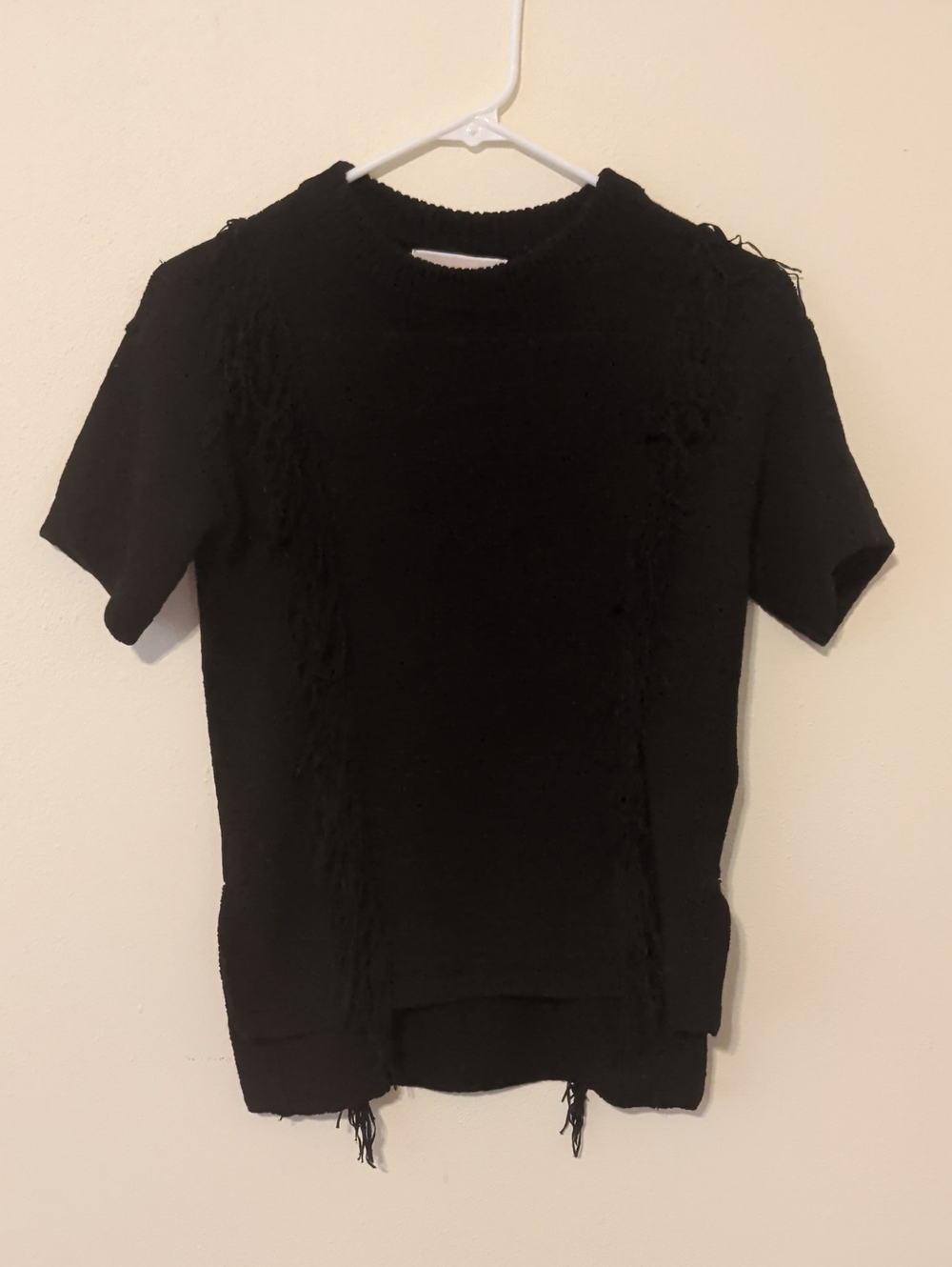 MICHAEL Michael Kors Black Knit Fringe Sweater Top